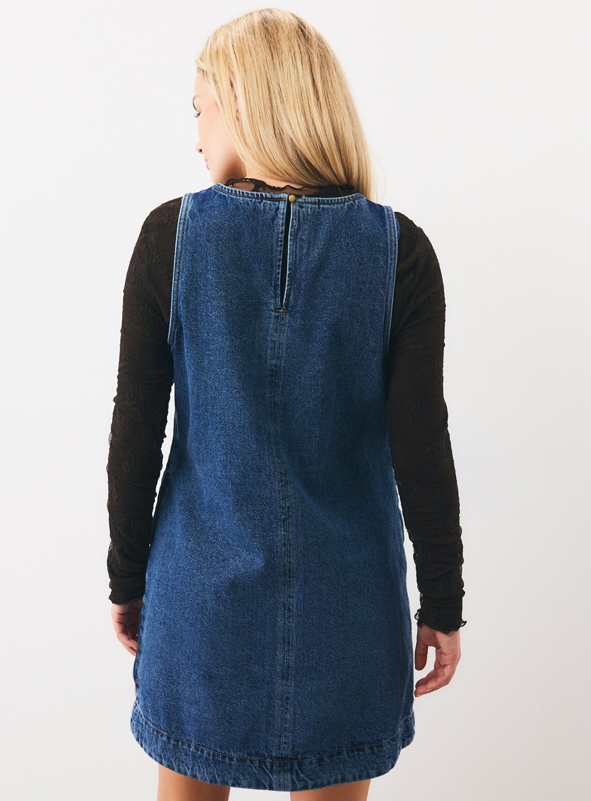 Mid Denim V-Front Mini Dress 12 - Image 4 thumbnail